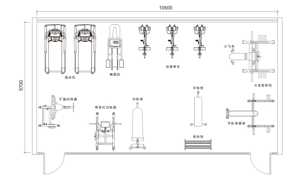 60㎡健身房策划效果图