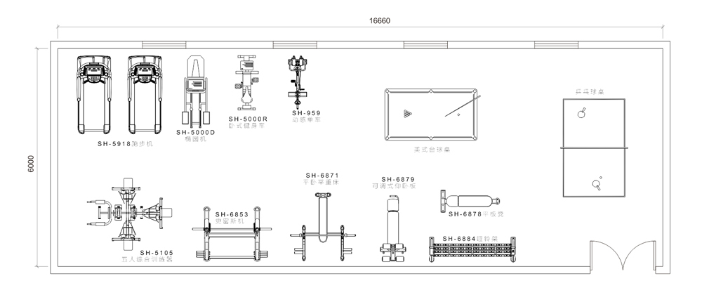 100㎡健身房策划效果图